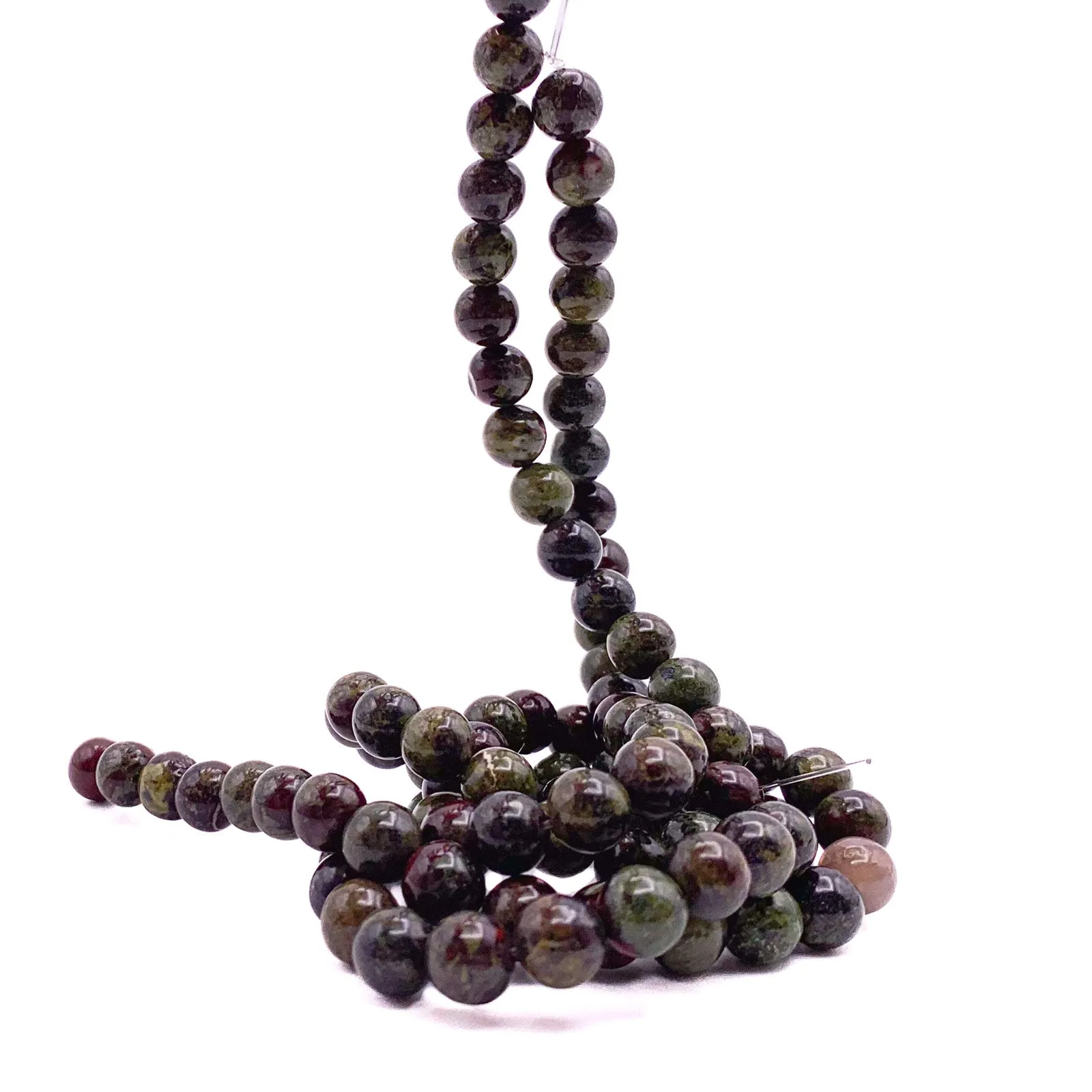 Dragon's Blood Jasper 8mm Smooth Rounds Bead Strand