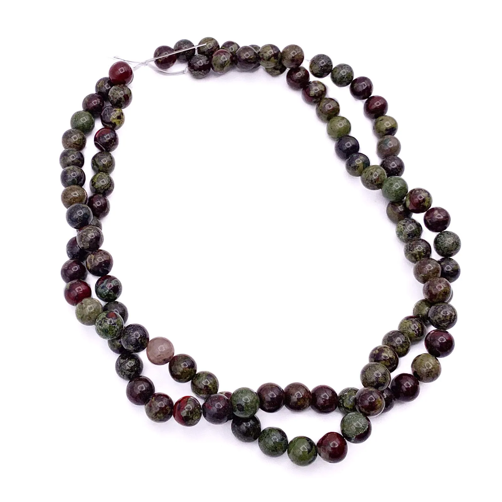 Dragon's Blood Jasper 8mm Smooth Rounds Bead Strand