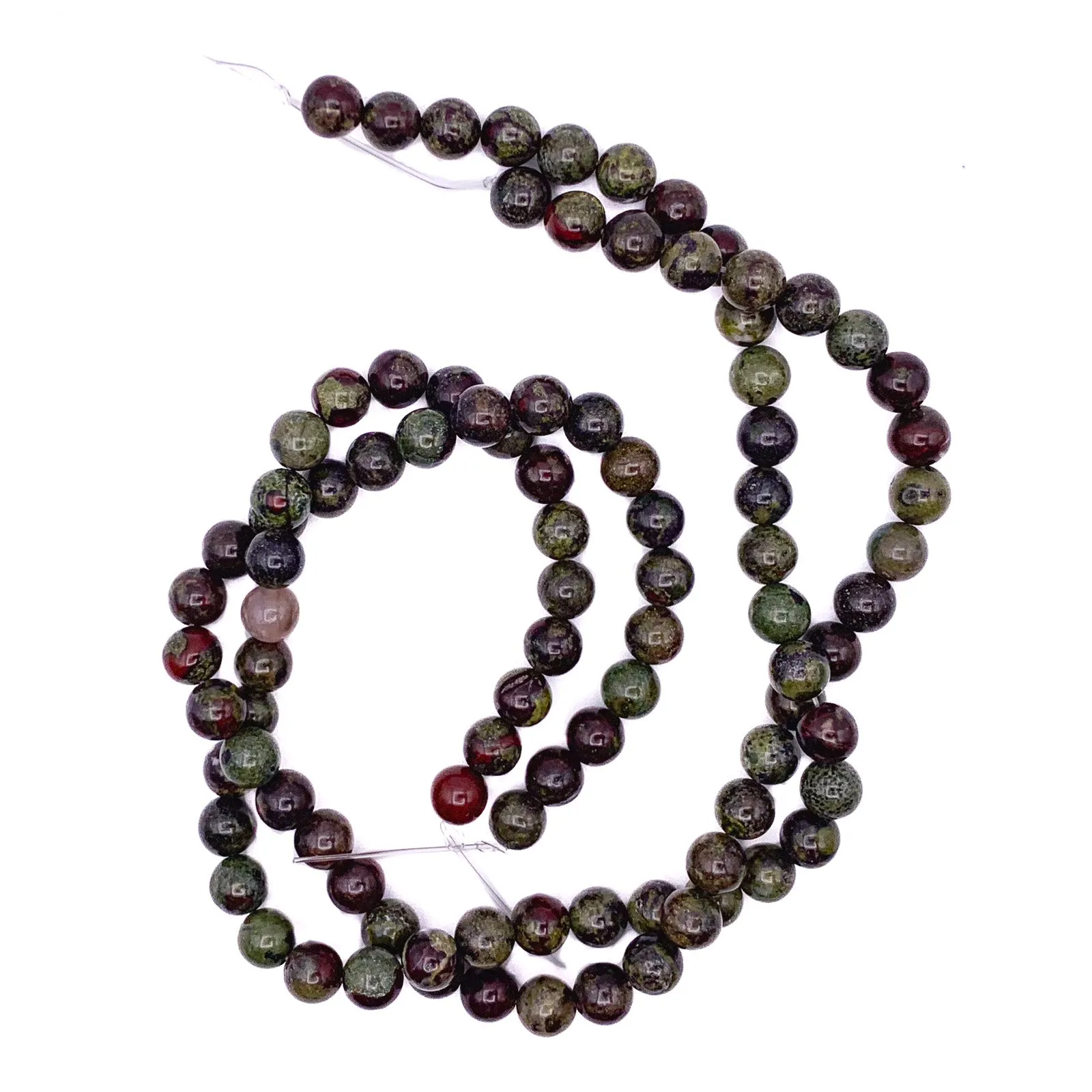Dragon's Blood Jasper 8mm Smooth Rounds Bead Strand