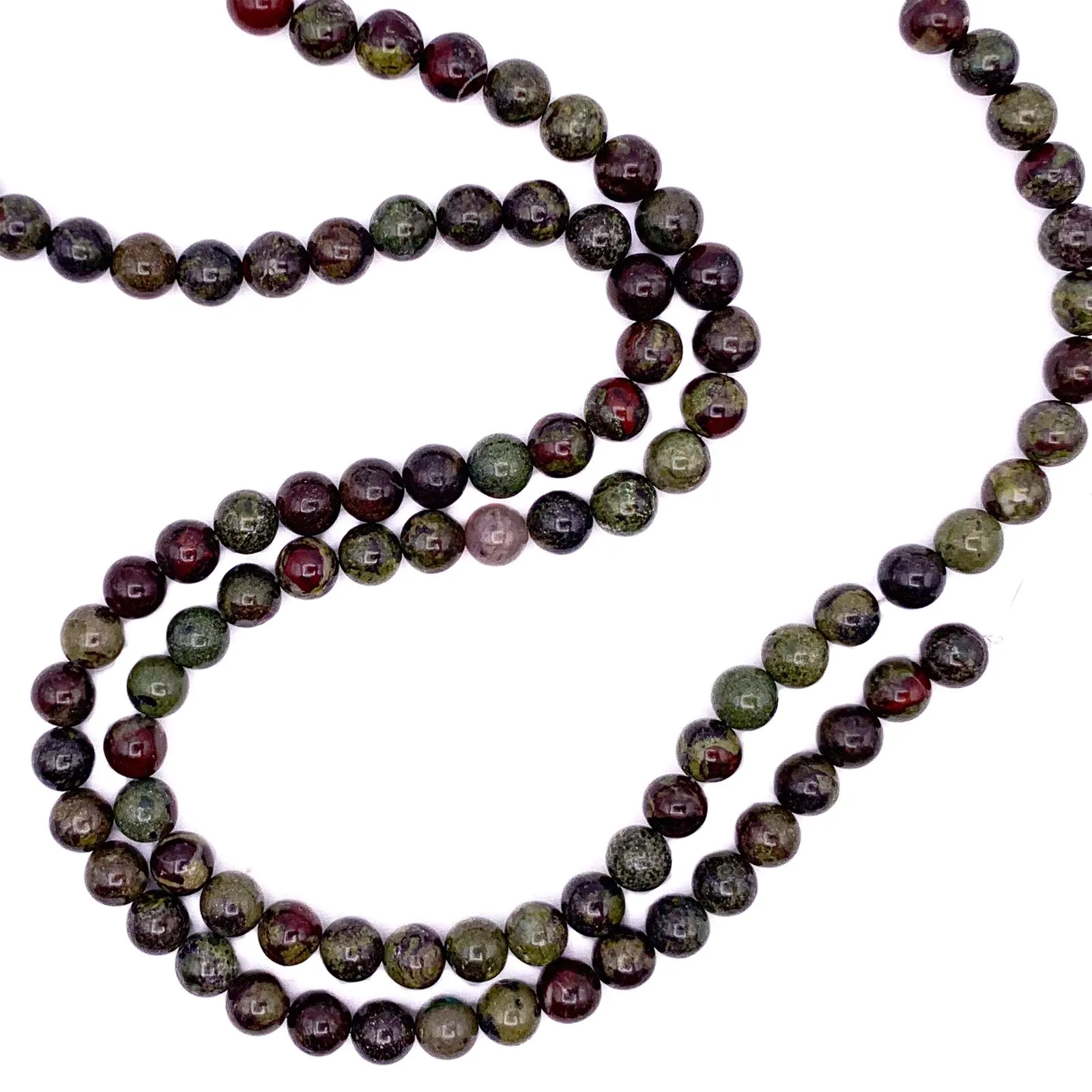 Dragon's Blood Jasper 8mm Smooth Rounds Bead Strand