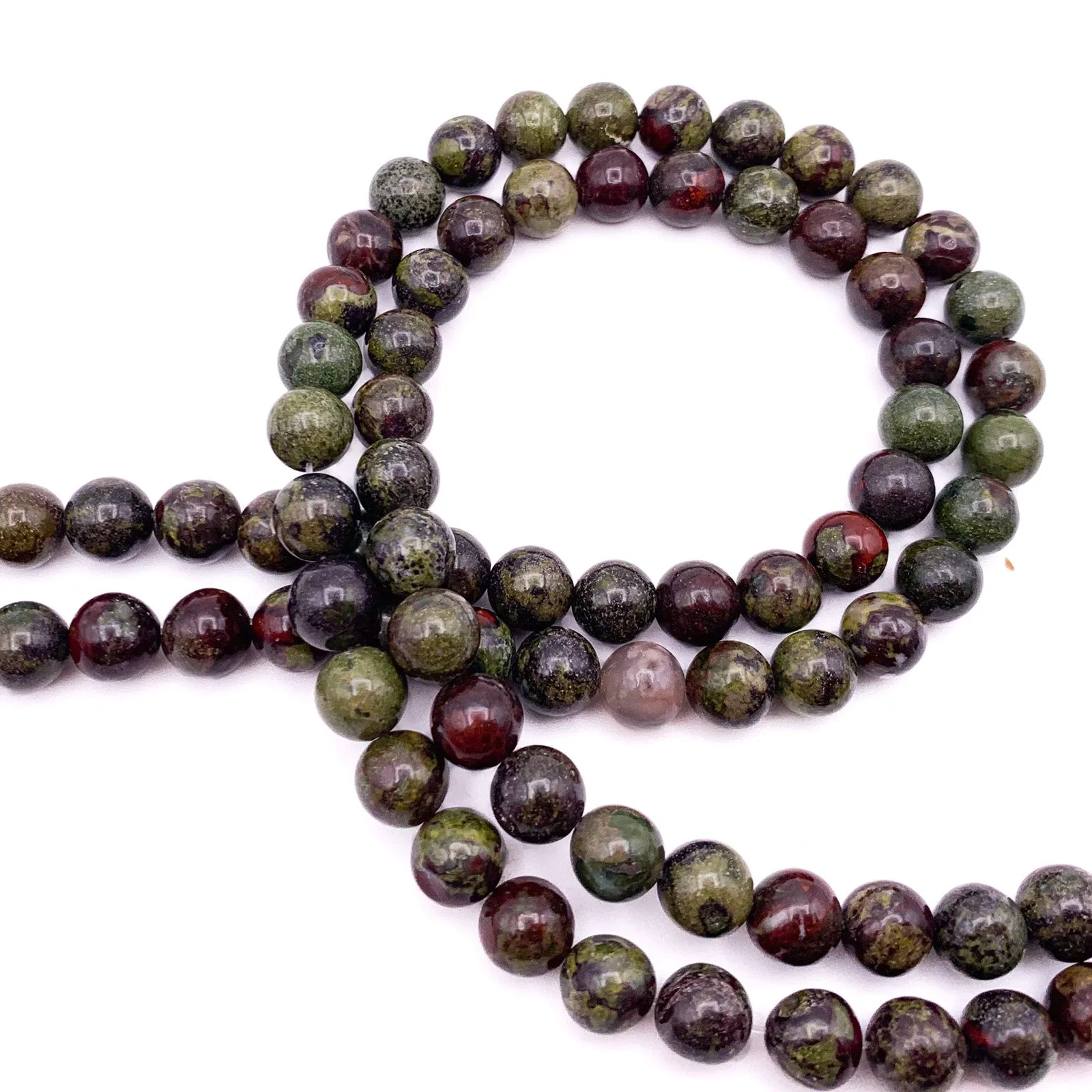 Dragon's Blood Jasper 8mm Smooth Rounds Bead Strand