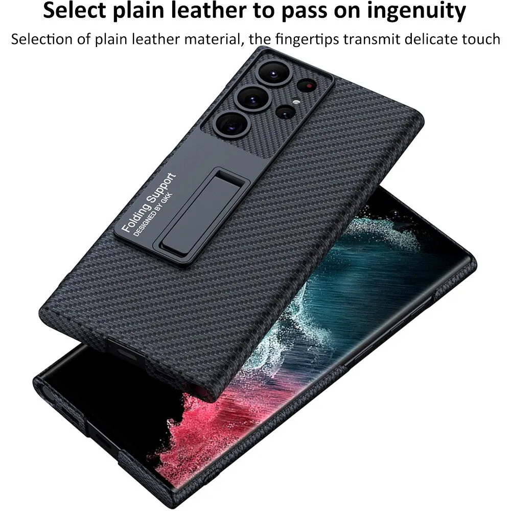 Drop-Resistant Plain Leather Phone Case For Samsung Galaxy S23
