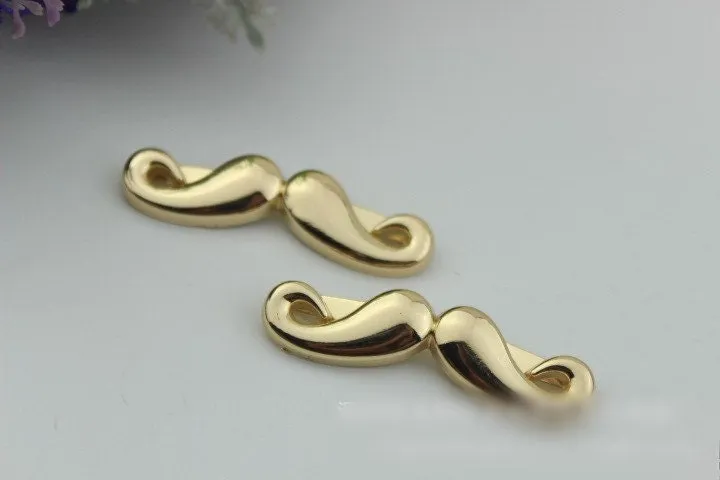 Fanny Mustache Purse Label 1/10pcs Bag Hardware Charm Light Gold Handmade Purse Handbag Making Metal Decoration 52mm 2" Wholesale Supplies