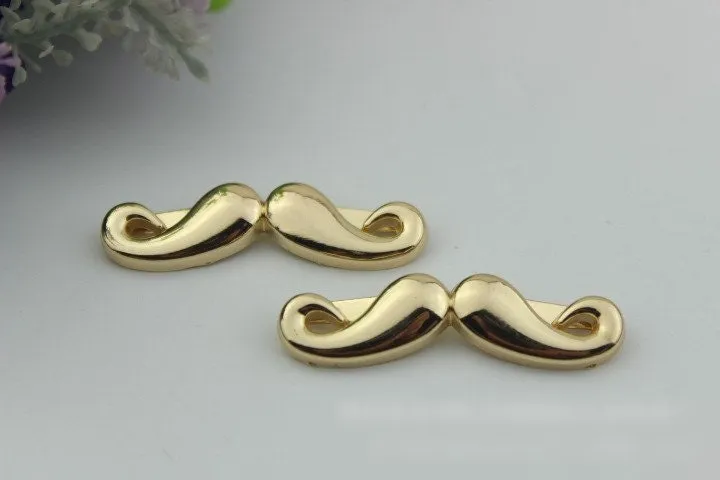 Fanny Mustache Purse Label 1/10pcs Bag Hardware Charm Light Gold Handmade Purse Handbag Making Metal Decoration 52mm 2" Wholesale Supplies