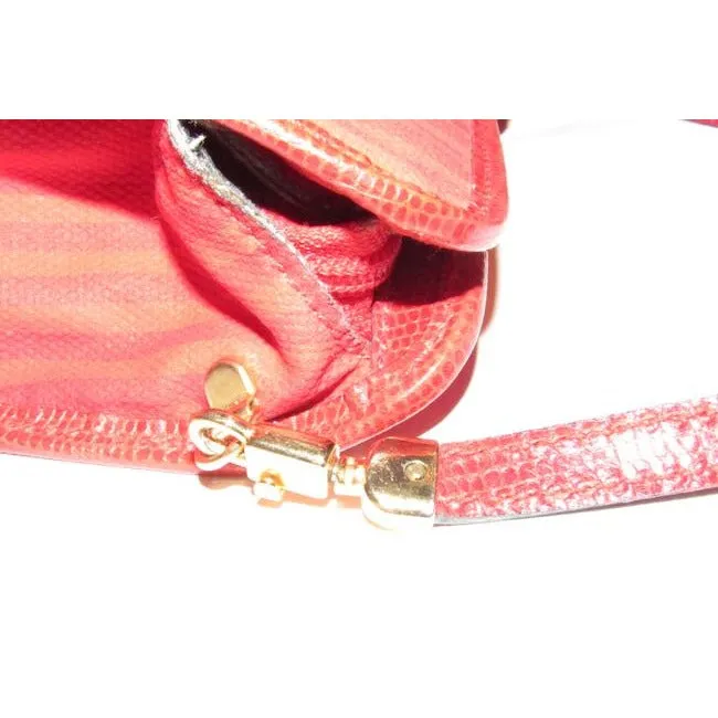 Fendi Clutch Print Canvaspython Or Red Thin Stripe Coated Canvas And Leather Cross Body Bag