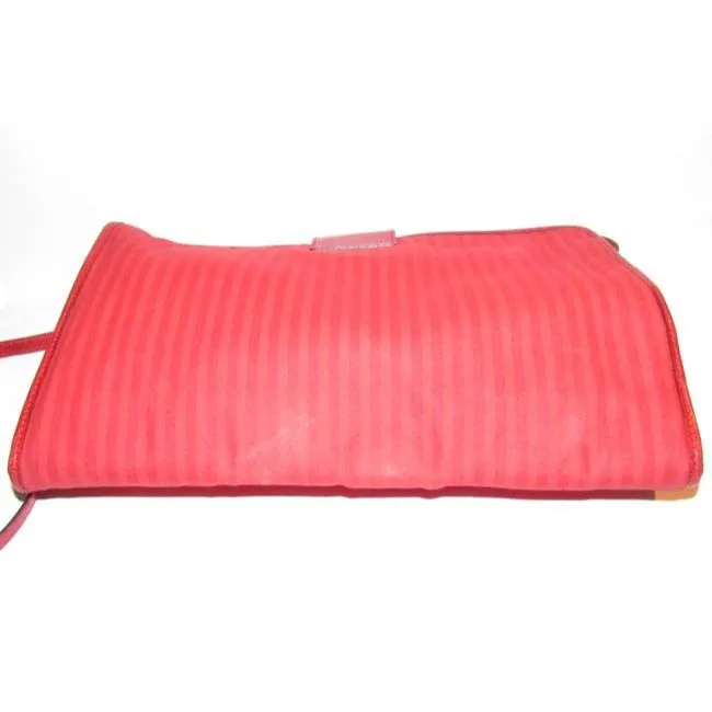 Fendi Clutch Print Canvaspython Or Red Thin Stripe Coated Canvas And Leather Cross Body Bag