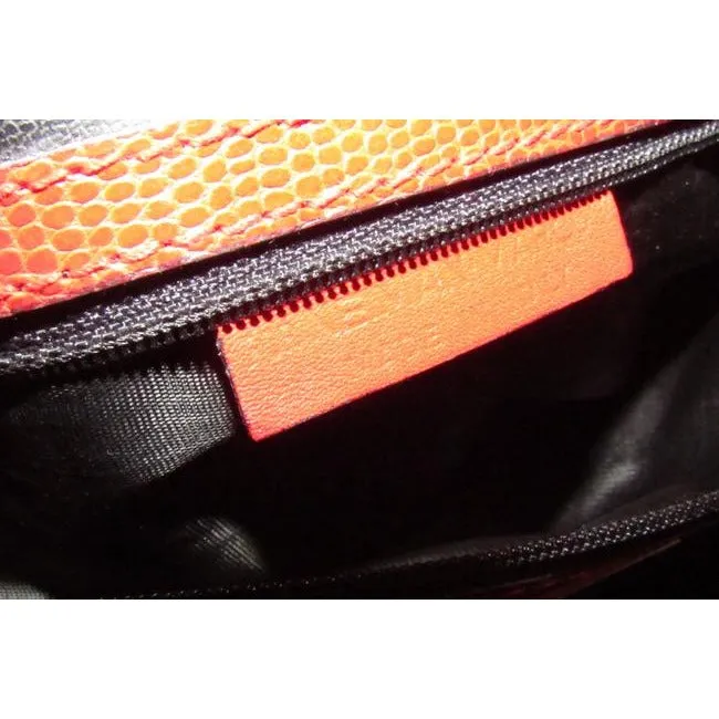 Fendi Clutch Print Canvaspython Or Red Thin Stripe Coated Canvas And Leather Cross Body Bag