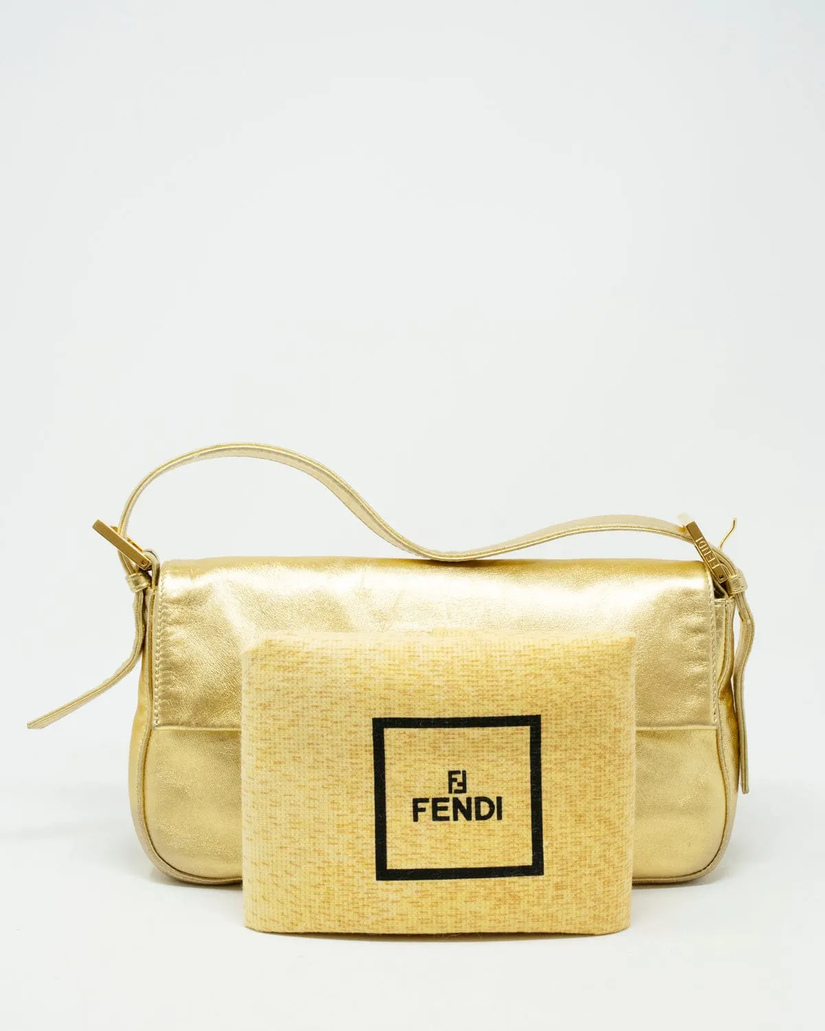 Fendi limited edition gold nappa leather and crystal baguette bag  ASL3308