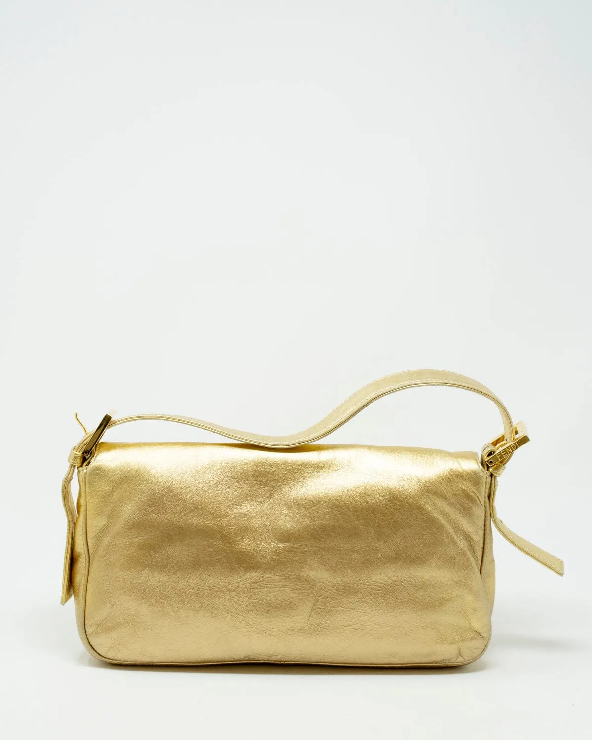 Fendi limited edition gold nappa leather and crystal baguette bag  ASL3308