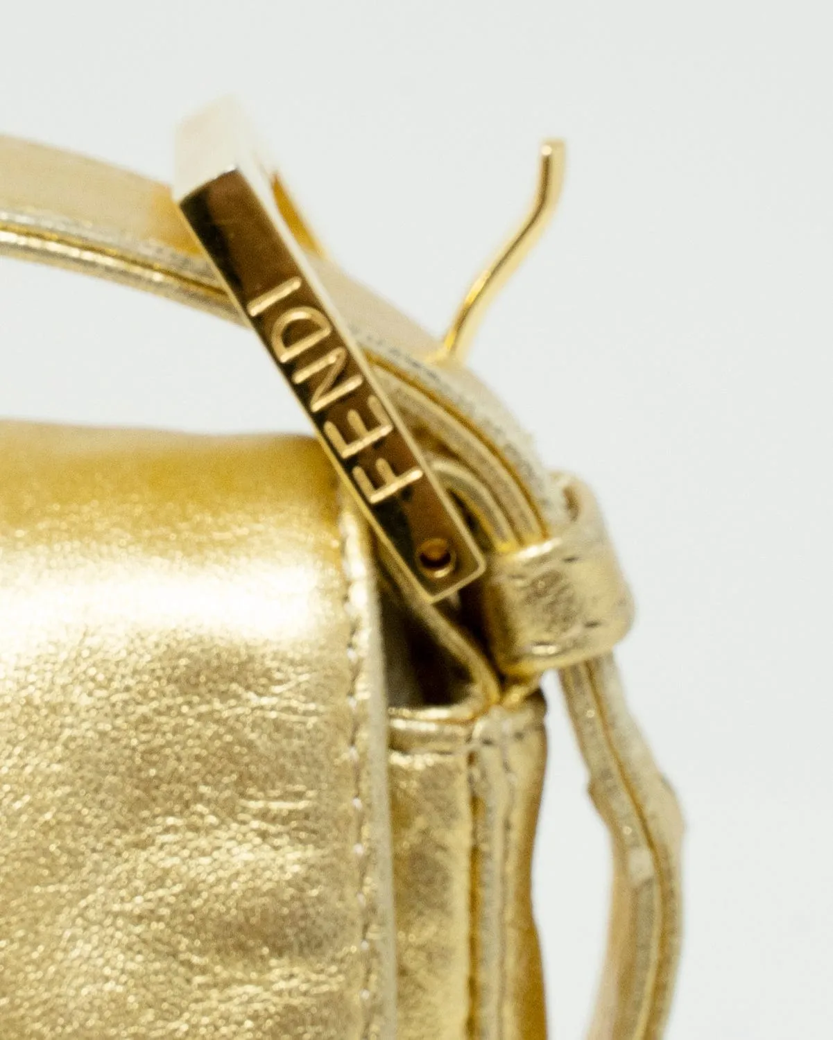 Fendi limited edition gold nappa leather and crystal baguette bag  ASL3308