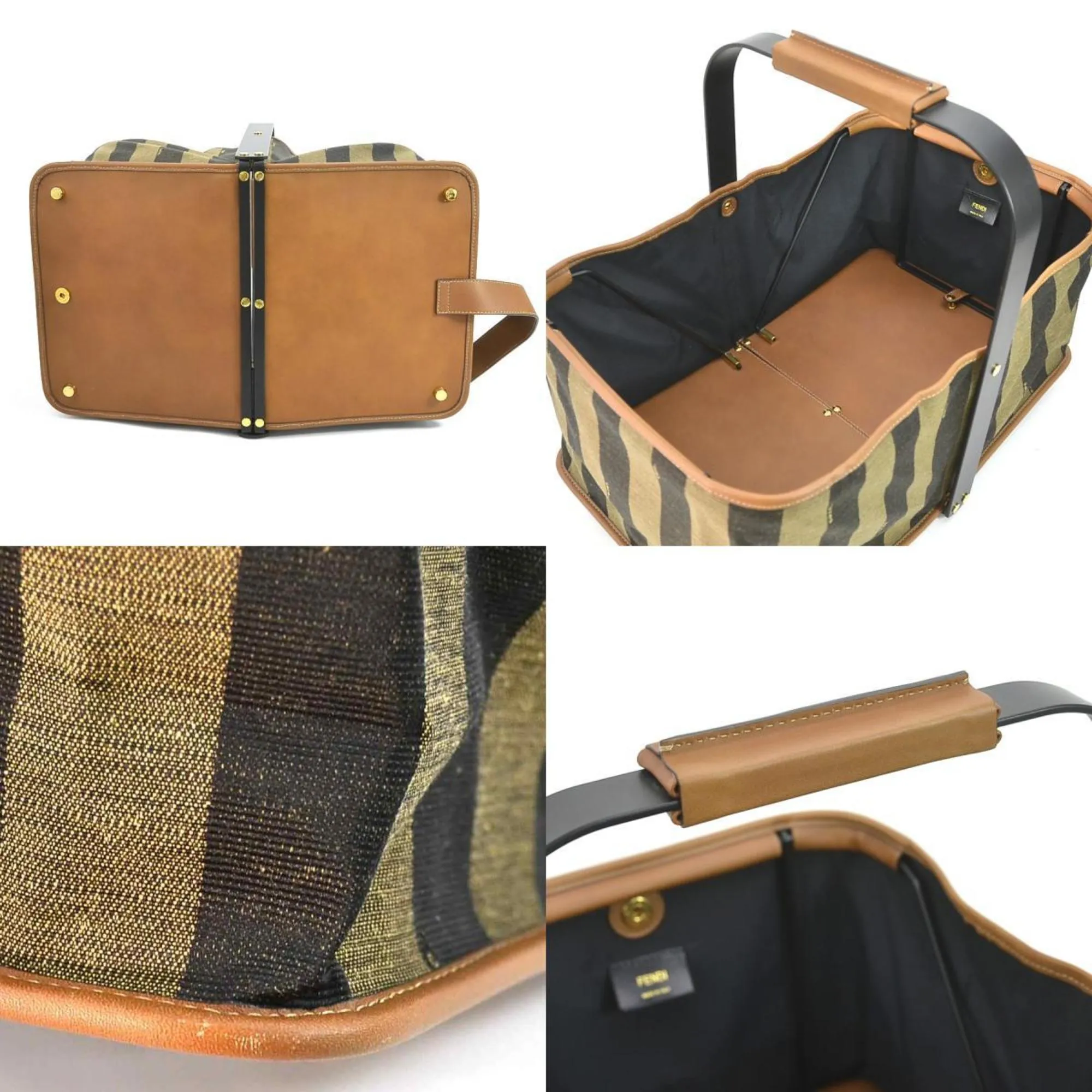 Fendi Pequin Handbag - '10s