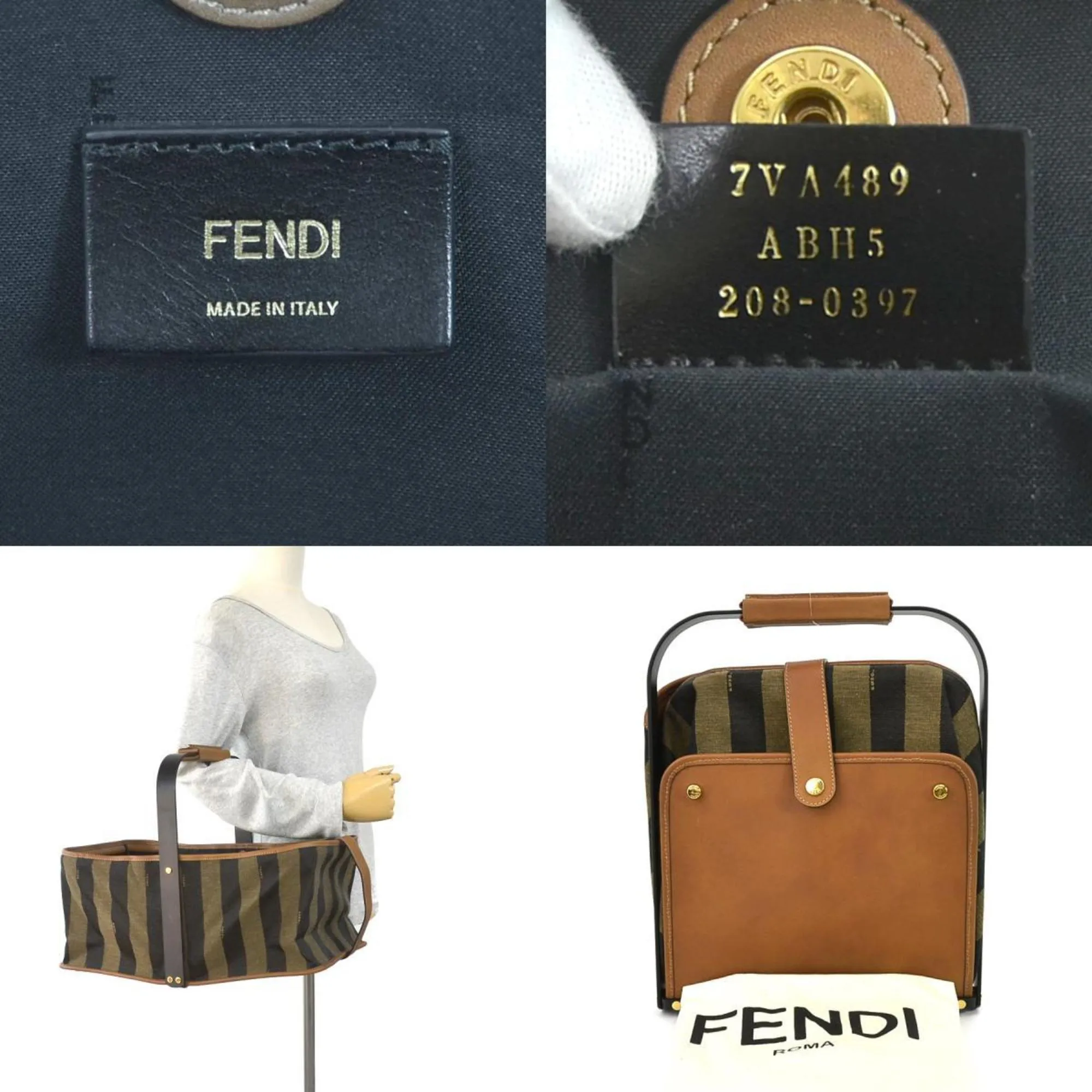 Fendi Pequin Handbag - '10s