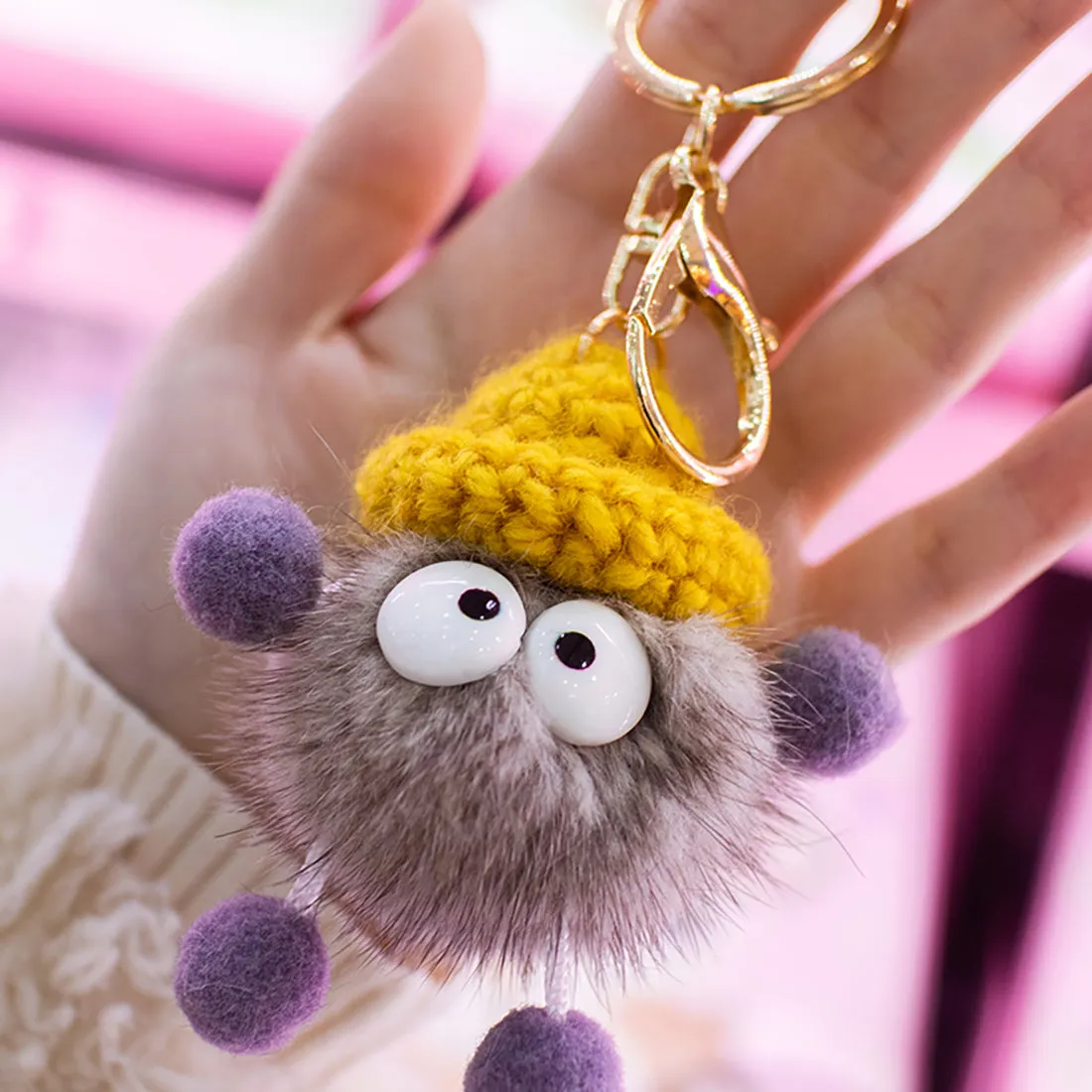 Fuzzy Elfin Ball Bag Keychain