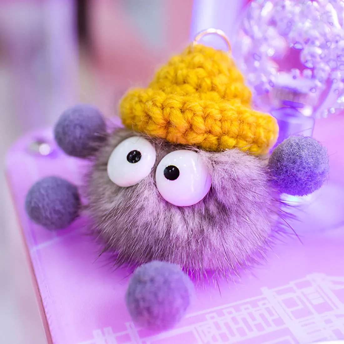 Fuzzy Elfin Ball Bag Keychain