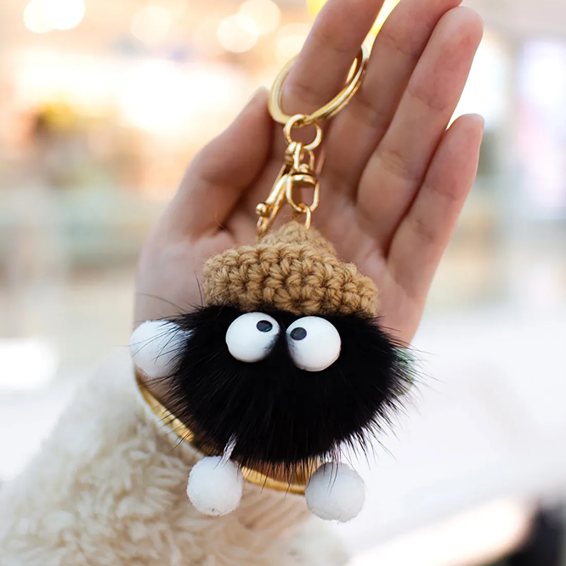 Fuzzy Elfin Ball Bag Keychain