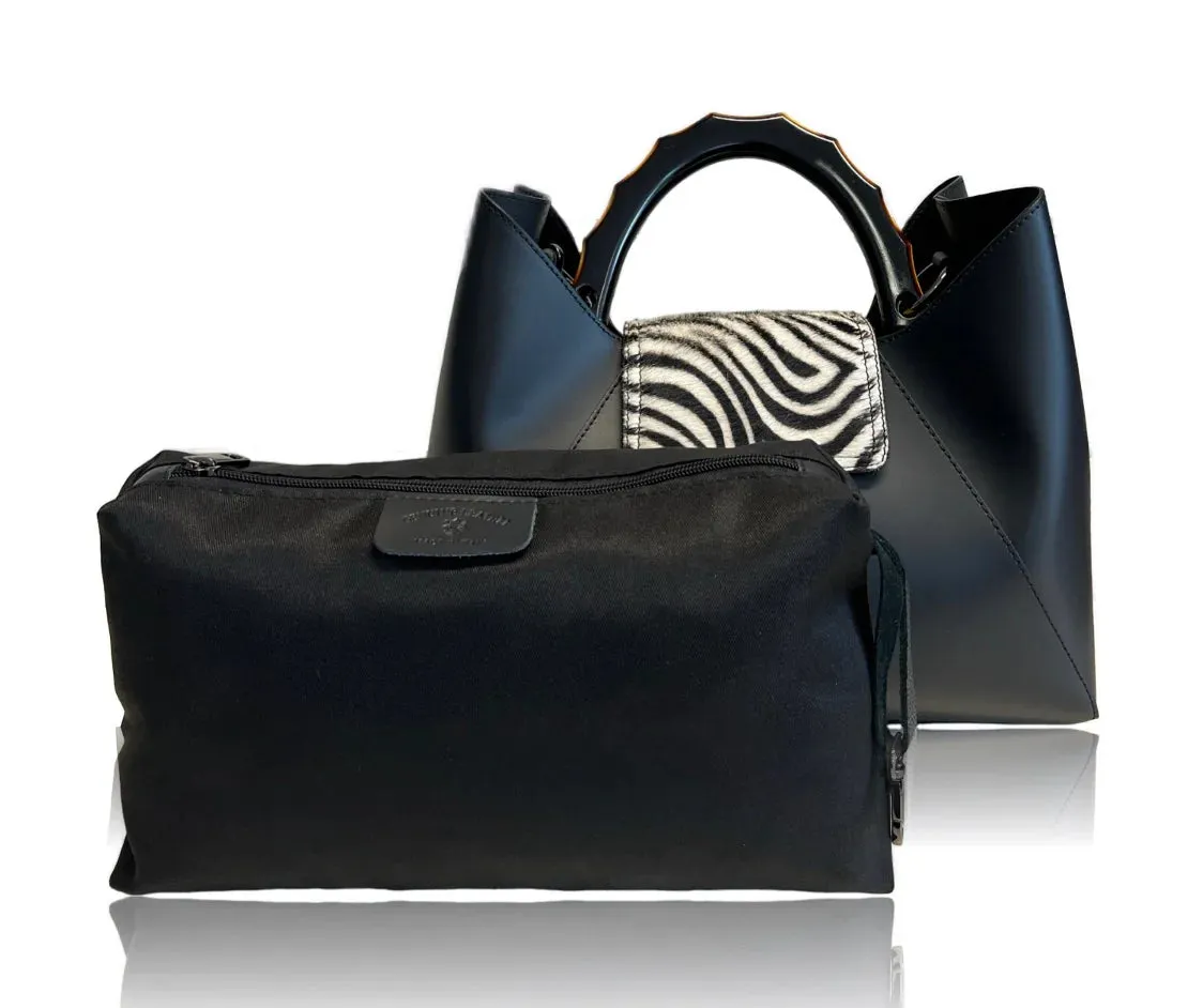 Gaia Italian Leather Nero Handbag