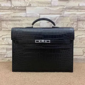 Genuine Crocodile Leather Top Handle Briefcase Business Bag