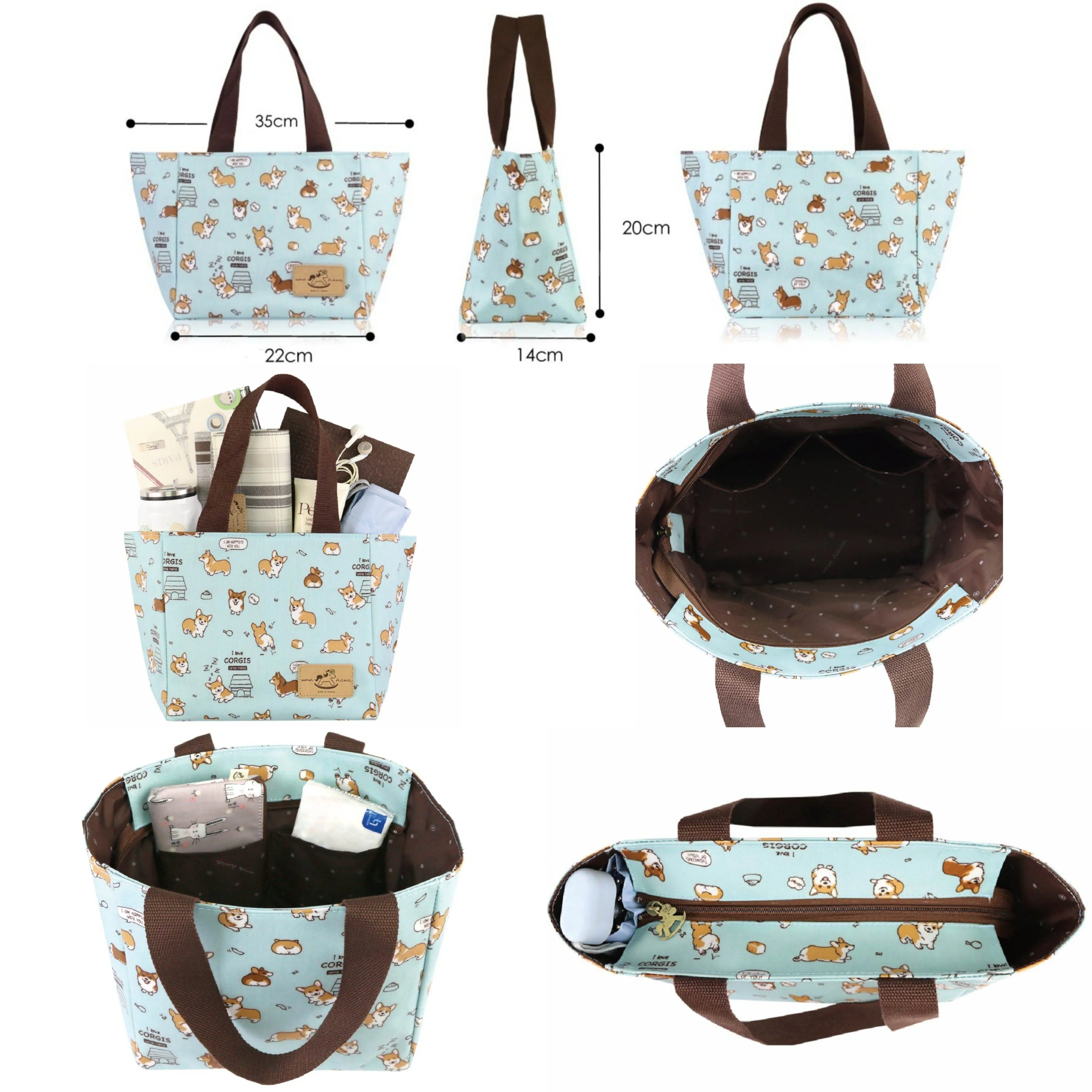 Gray Corgi Adventure Square Handbag