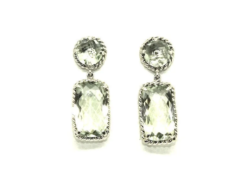 Green Amethyst Silver Earring