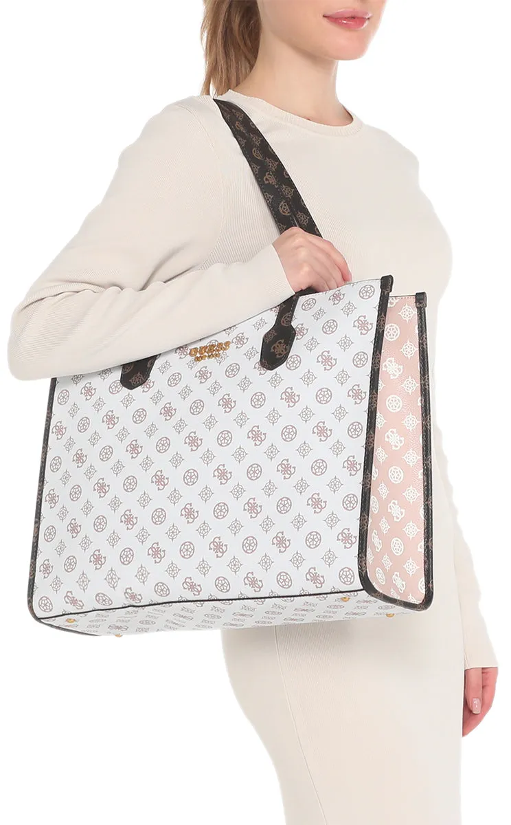 Guess Silvana Handbag In White Brown For Women