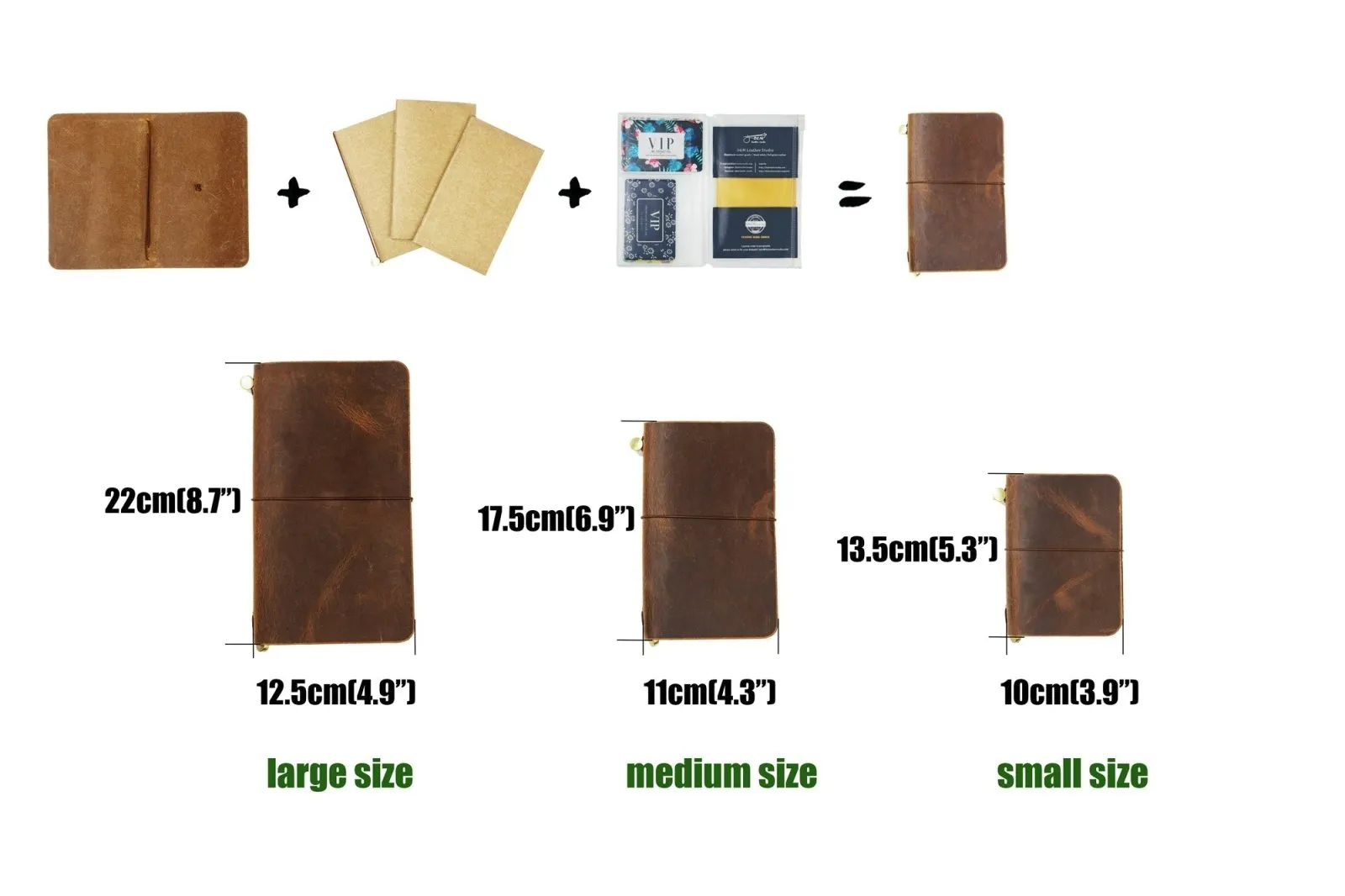 Handcrafted Refillable Leather Journal Travelers Notebook with 3 Inserts