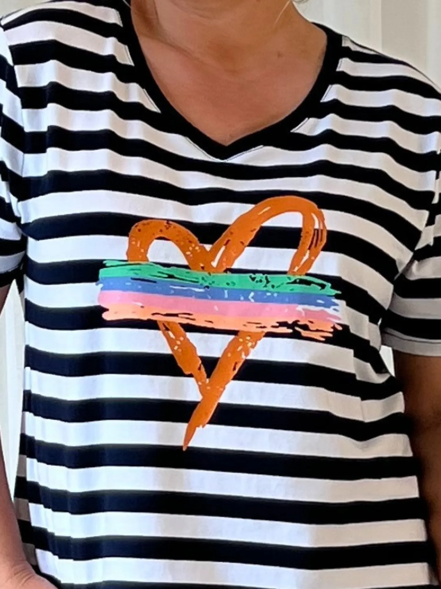 Heart Stripe T-shirt - Orange