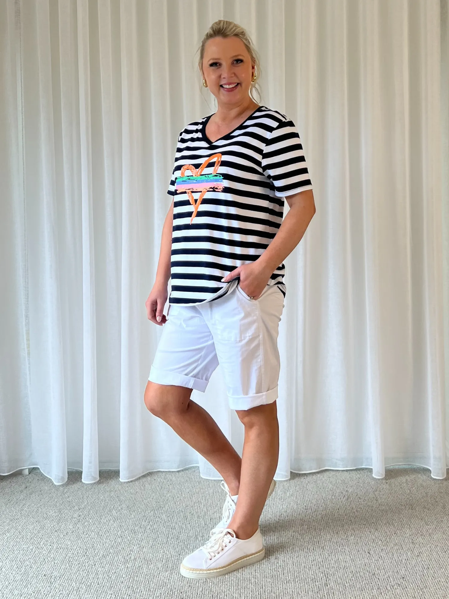 Heart Stripe T-shirt - Orange