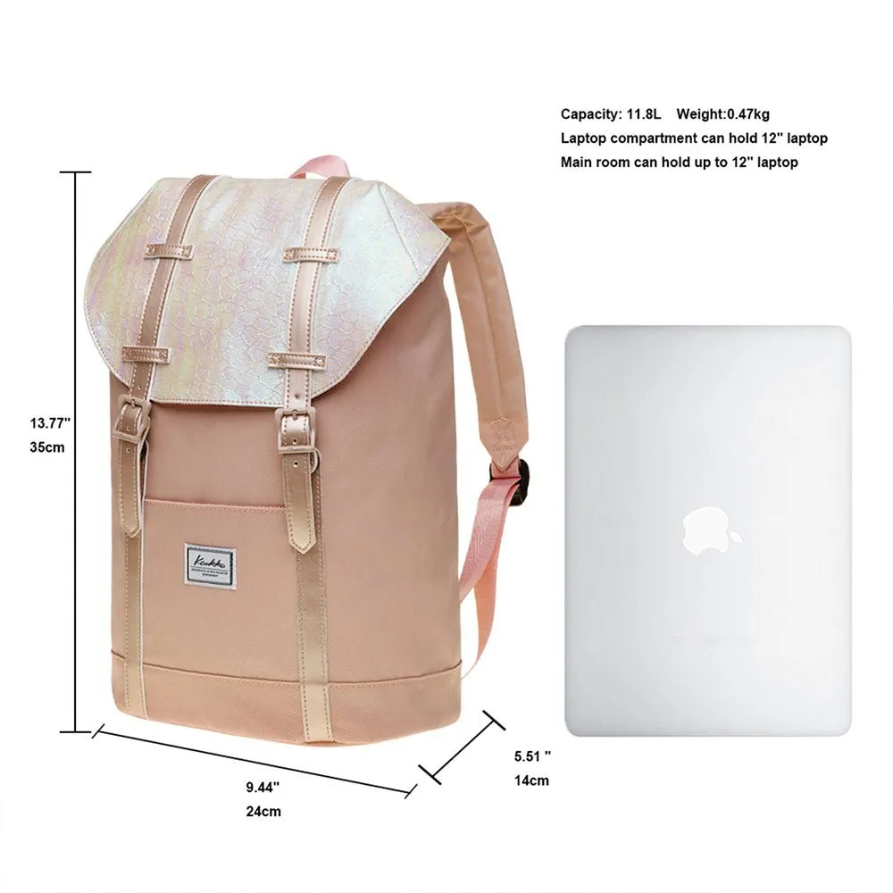KAUKKO Travel Casual Rucksack Laptop Daypack, EP6-11 ( Fairy Rose Tan / 11.8L )
