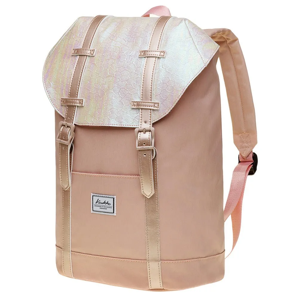 KAUKKO Travel Casual Rucksack Laptop Daypack, EP6-11 ( Fairy Rose Tan / 11.8L )