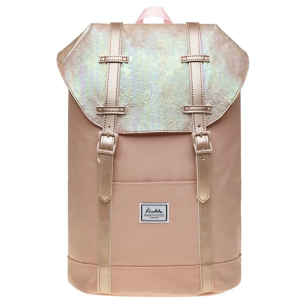 KAUKKO Travel Casual Rucksack Laptop Daypack, EP6-11 ( Fairy Rose Tan / 11.8L )