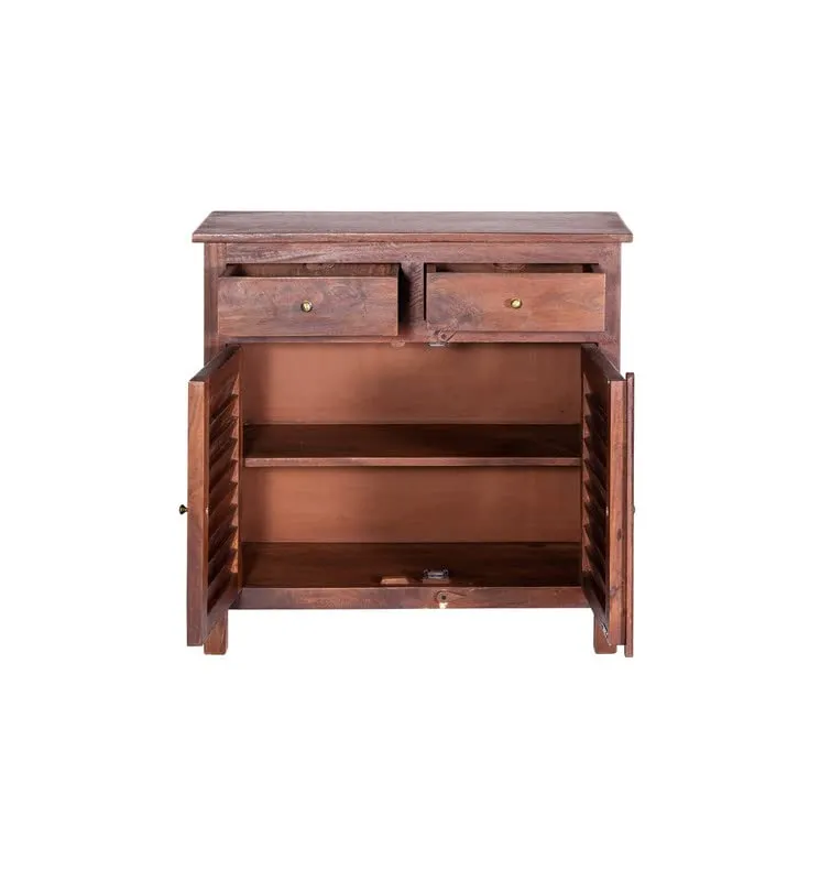 Kraft Bazaar Solid Wood Sideboard and Cabinet | Sideboard Cabinet with 2 Drawers | Cabinet for Living Room | Crockery Cabinet | Kitchen Cabinet | Wlanut Finish Mango Wood