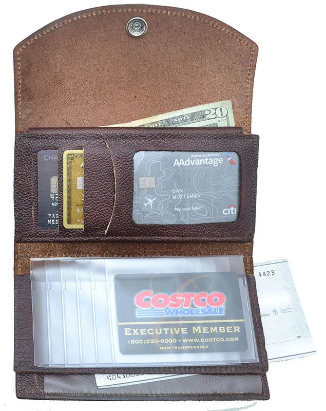 Ladies' Leather Organizer Wallet Brown- Made in USA