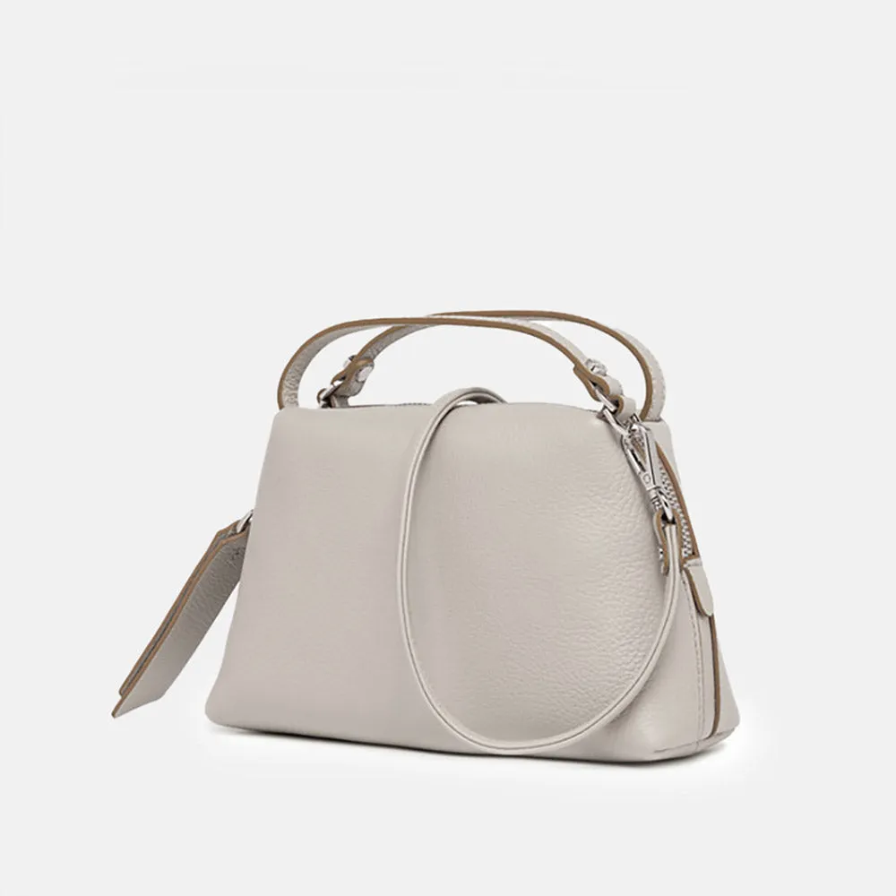 Lamb Grey Leather Small Alifa Bag