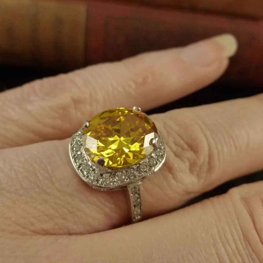 Large Yellow Sapphire & Paste Cluster Ring