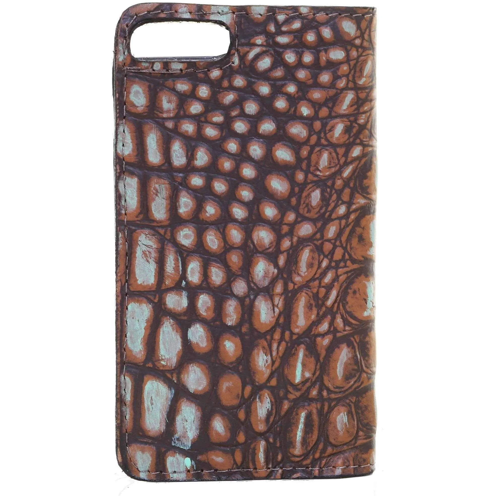 LCPW02 - Rustic Patina Croco Print Cell Phone Wallet