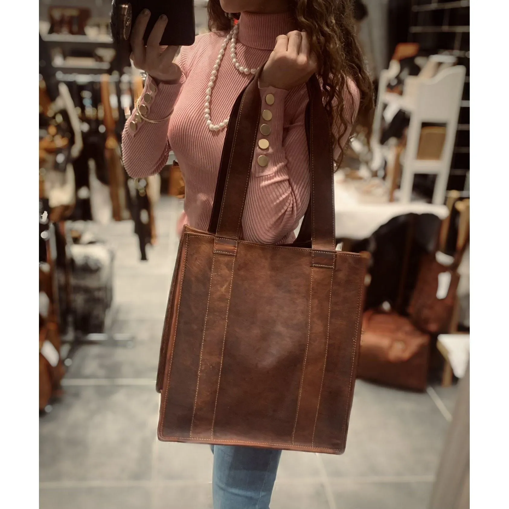 Leather Shopper #549 everyday bag