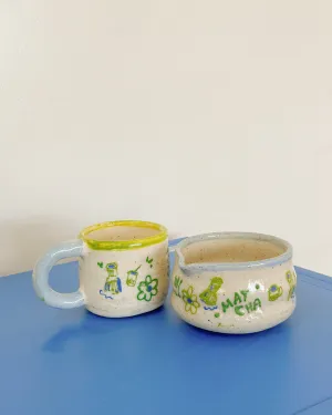 MARI POTTERI MATCHA PARTY LIMITED EDITION BUDLE ( MUG and MATCHA BOWL) MARI POTTERI MATCHA PARTY LIMITED EDITION BUDLE ( MUG and MATCHA BOWL)