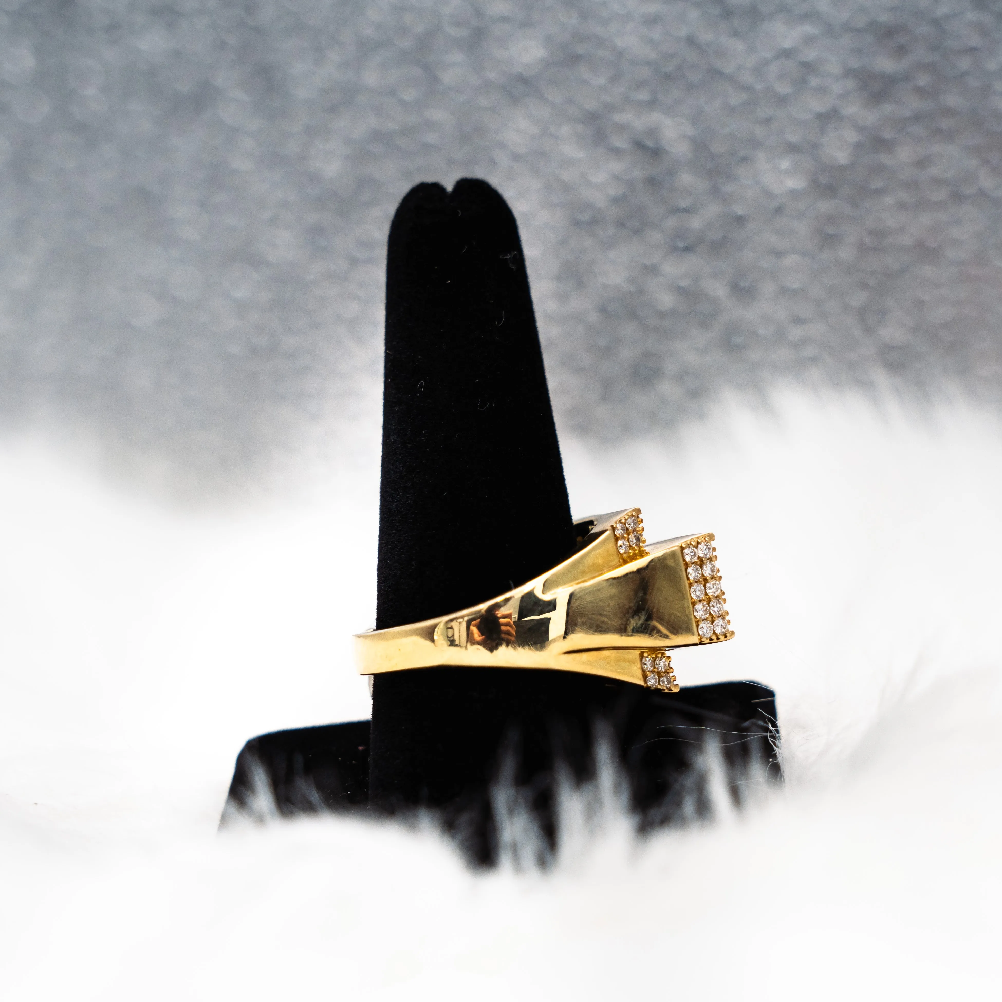 Men'S Ring 14K Yellow Gold With Diamonds / 12.5gr / Size 14