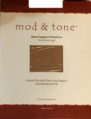 Mod & Tone Sheer Support Pantyhose 30 Denier-3020