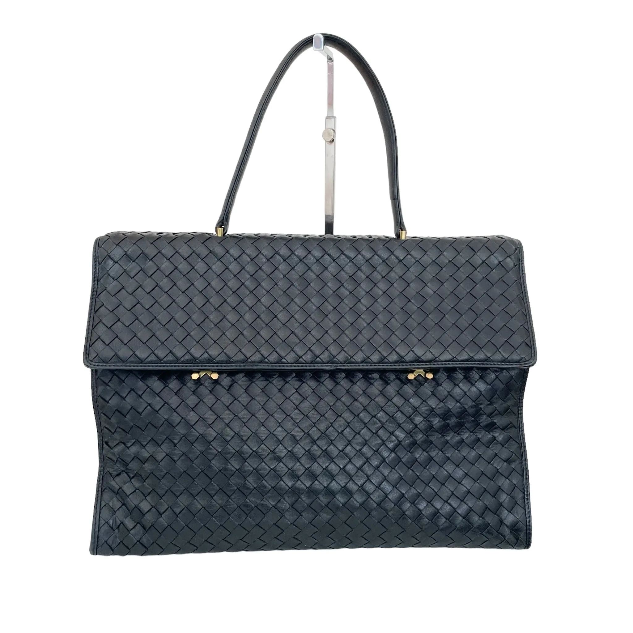 Navy Woven Oversized Shoulder Bag