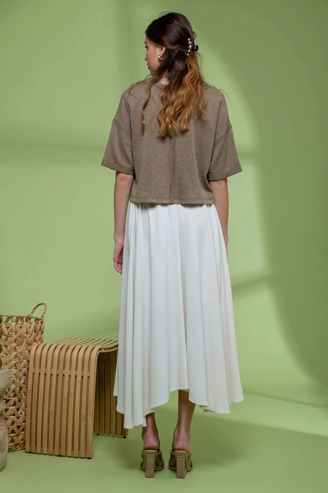 Oatmeal Fold Knit Crop Top