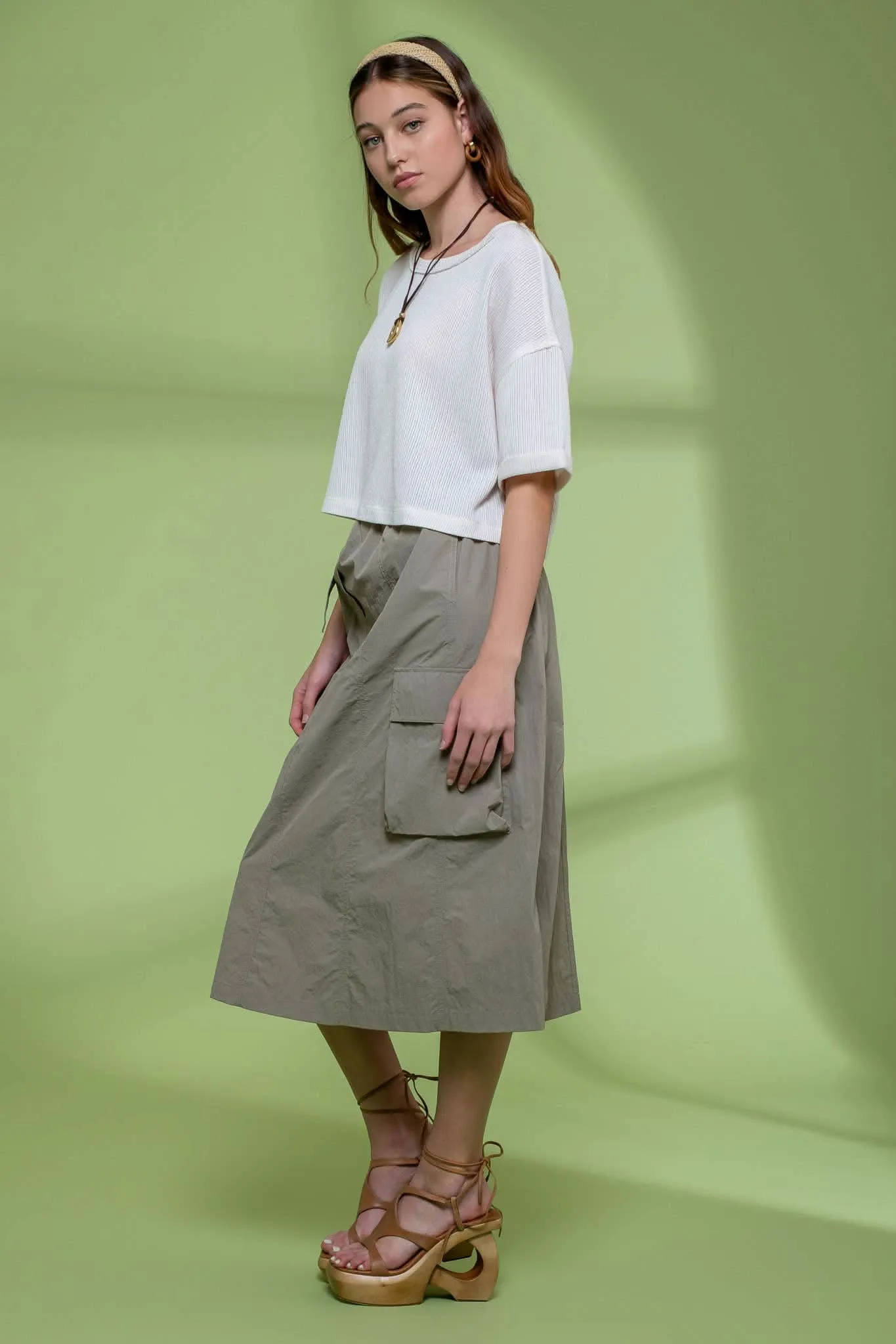 Oatmeal Fold Knit Crop Top