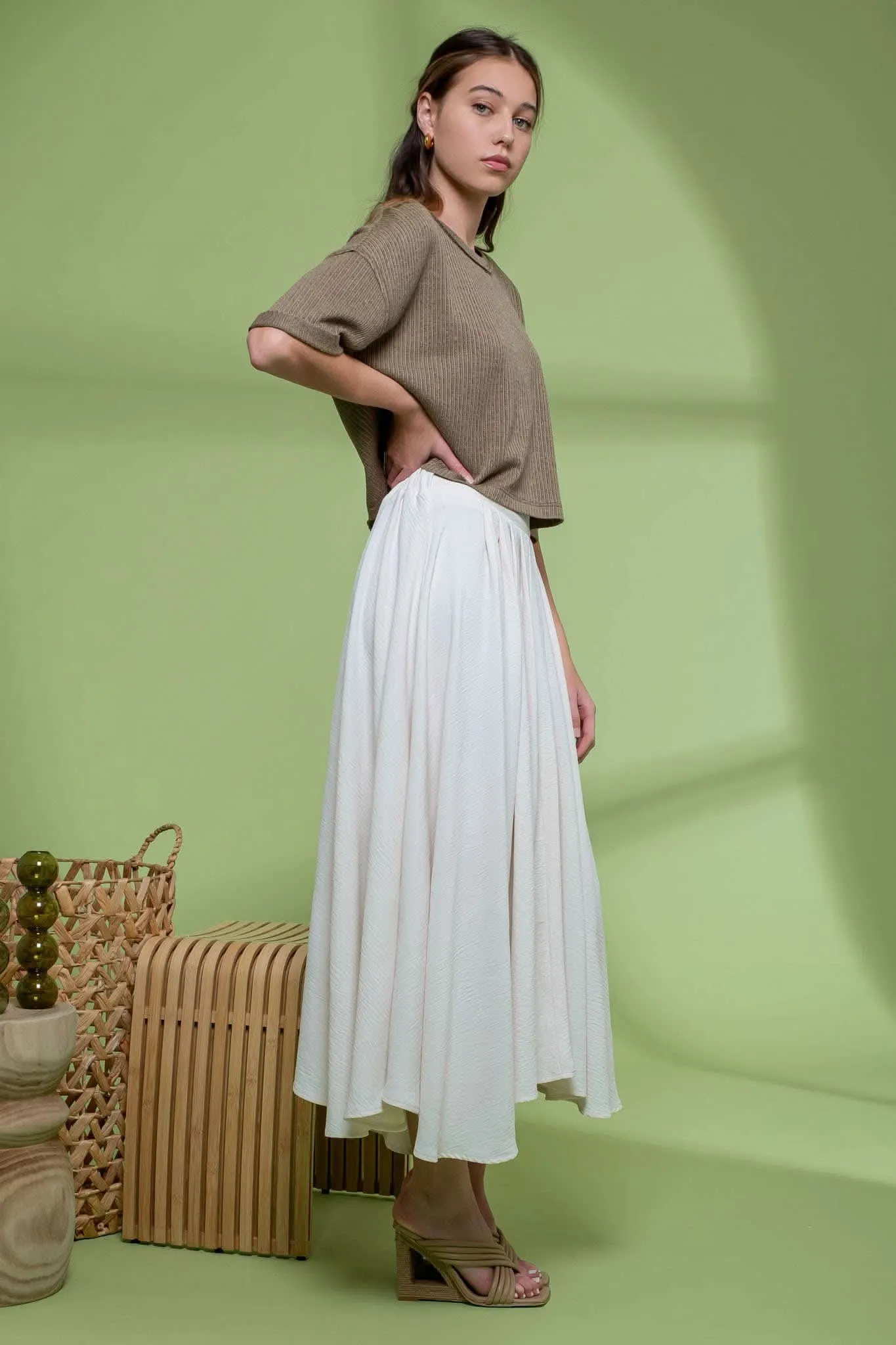 Oatmeal Fold Knit Crop Top