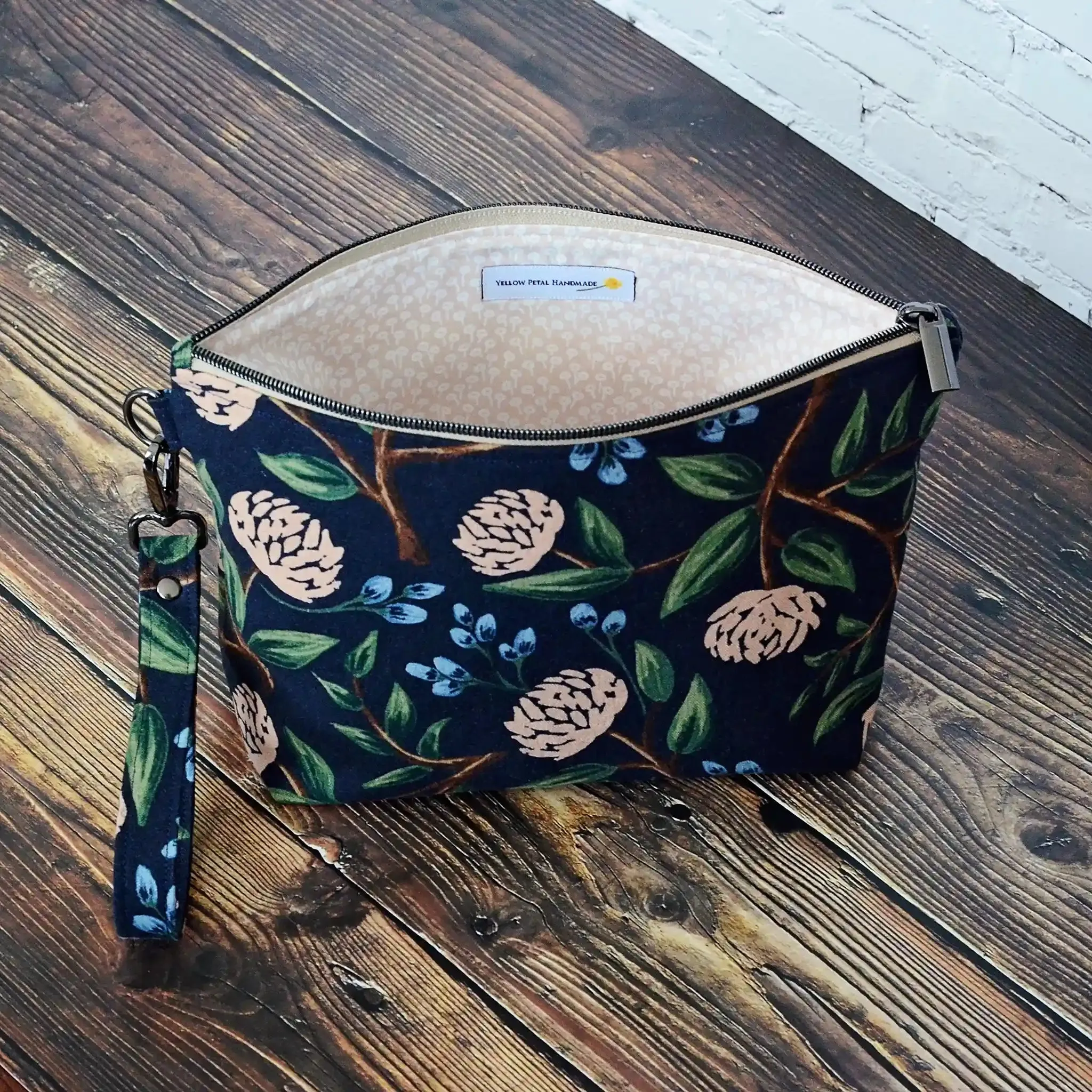 Peony Canvas Project Bag with Removable Strap