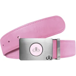 Pink Plain Leather Texture Belt with Pink Ballmarker Buckle