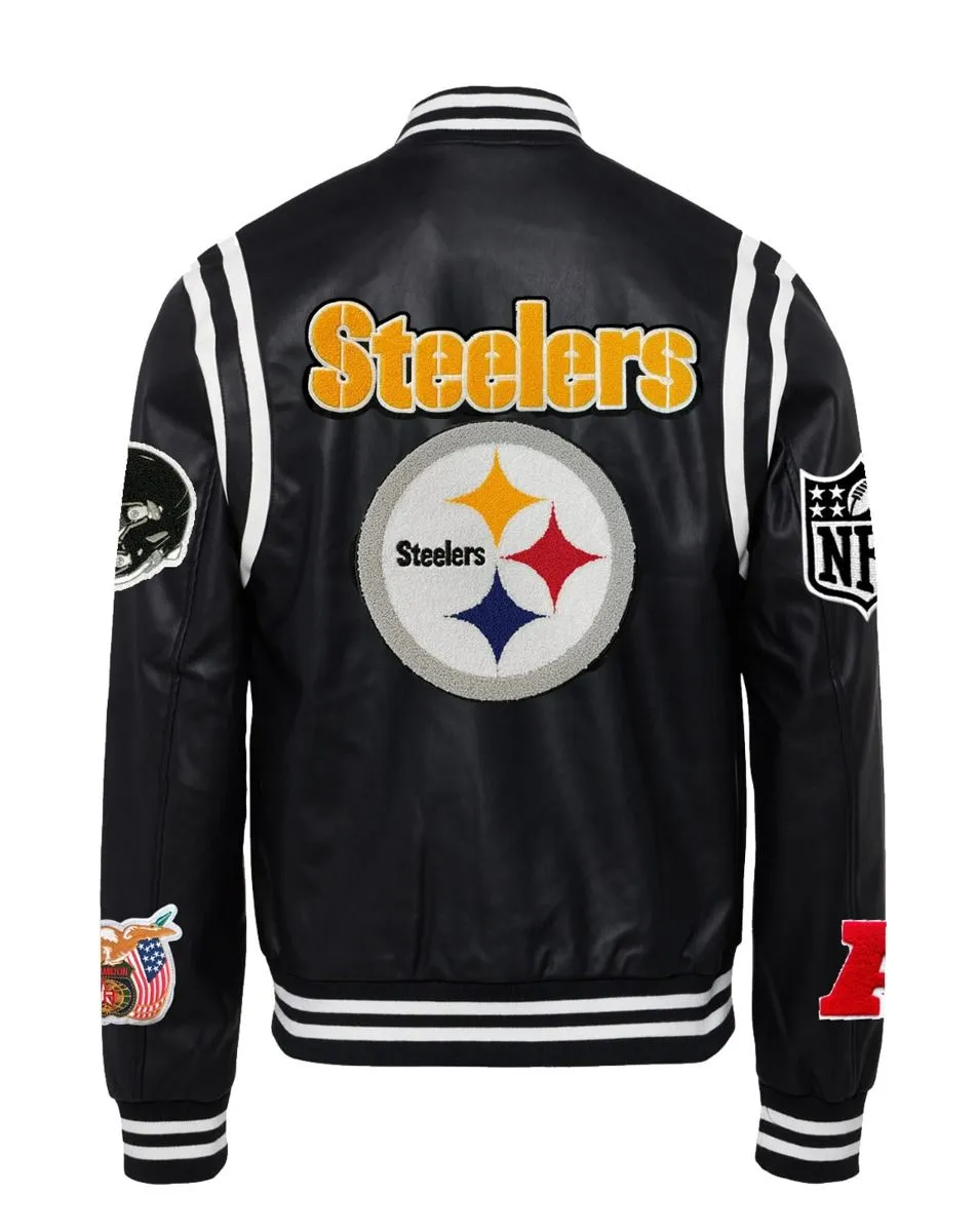 PITTSBURGH STEELERS VEGAN LEATHER JACKET Black / White
