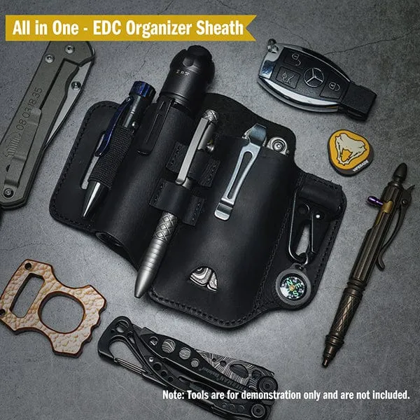 PJ35 Multitool Sheath for Belt, Leather EDC Pocket Organizer