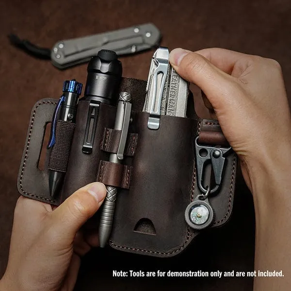 PJ35 Multitool Sheath for Belt, Leather EDC Pocket Organizer