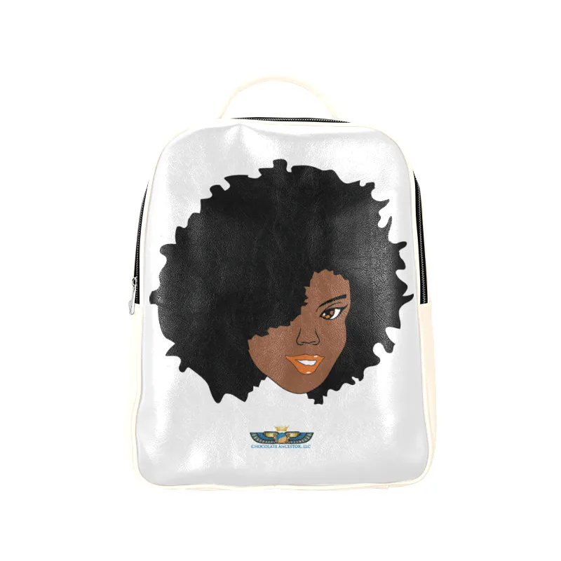 Plush Afro Diva Leather Bookbag