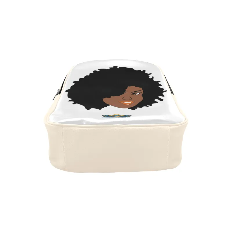 Plush Afro Diva Leather Bookbag